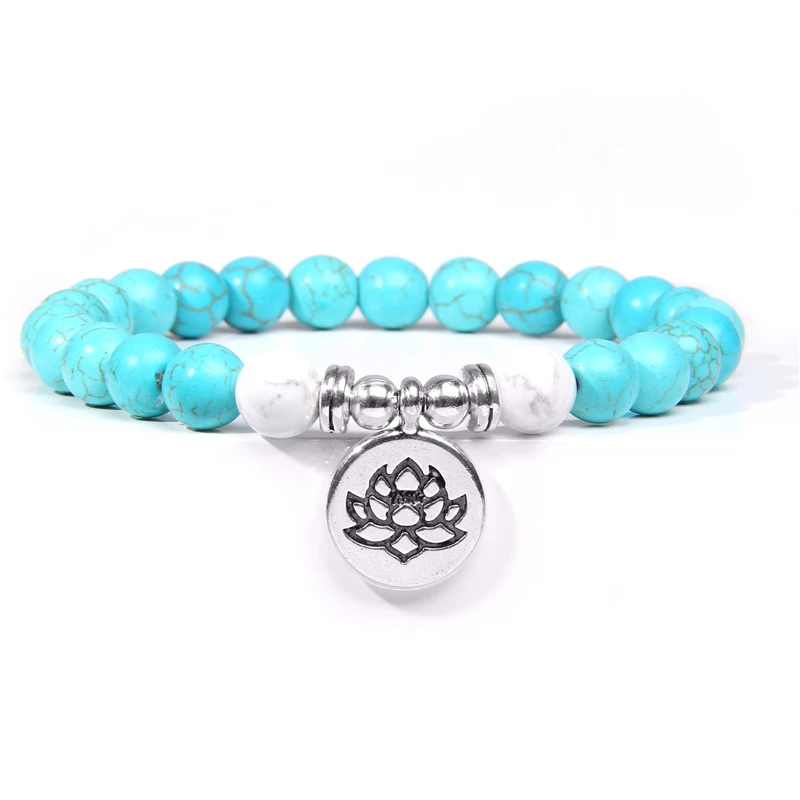 Женские браслеты натуральный камень Бусины Лотос мала для женщин мужчин с