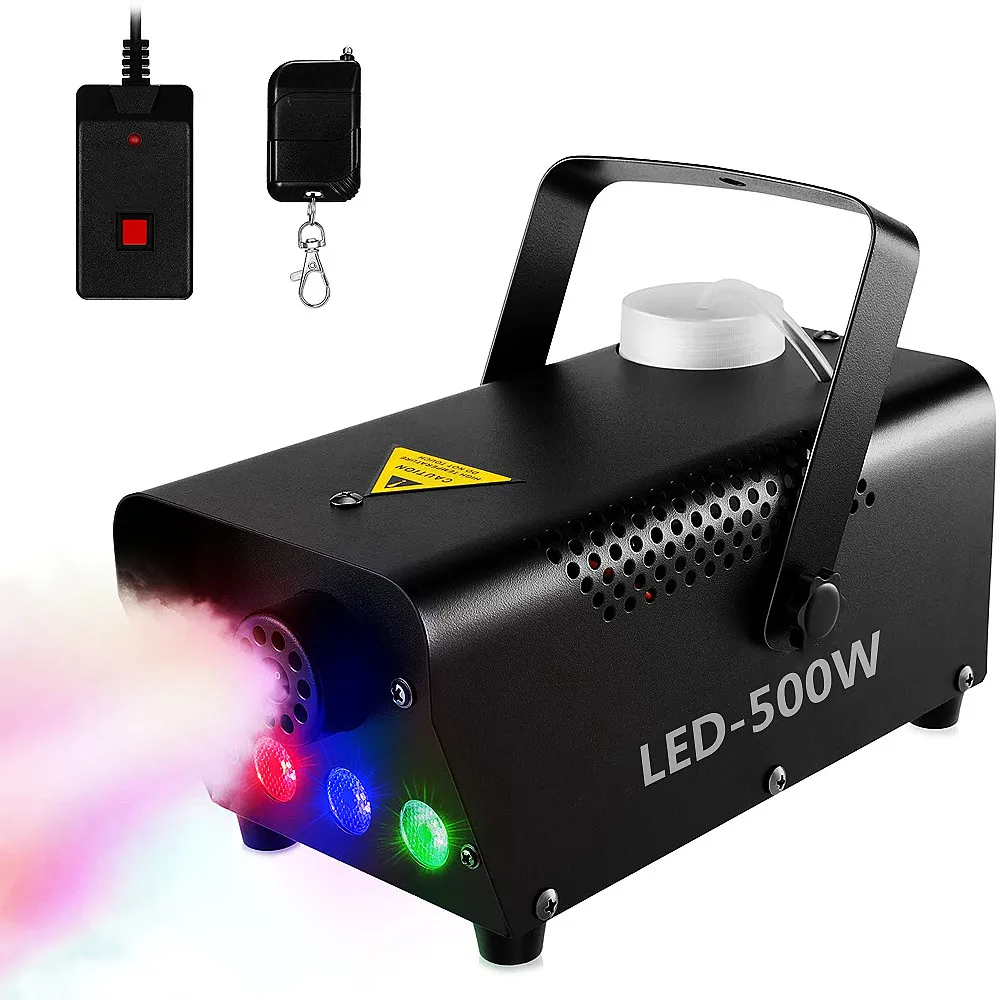 500WFogMachineWithRGBLEDLightsDJSmokeMachineWithWirelessand