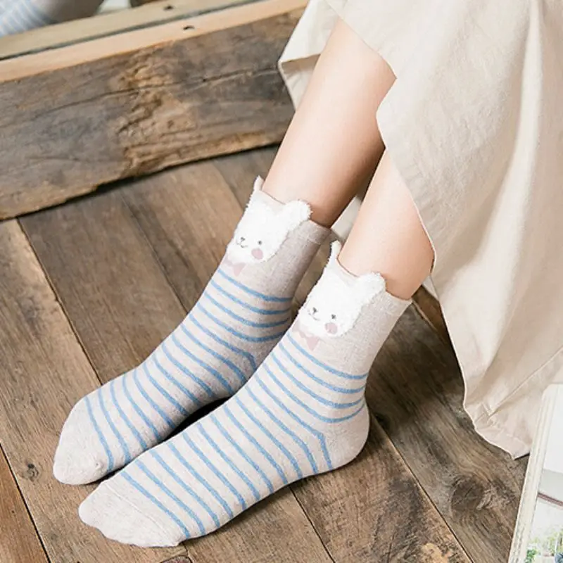 5 пар носков; Комплект рождественских носков harajuku calcetines mujer; носки с рисунками животных из мультфильмов; новые модные милые хлопковые носки; сезон осень