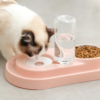 

Cat Bowl Dog Water Feeder Bowl With Auto Water Dispenser Kitten Drinking Fountain Food Dish Pet Bowl Water Feeder for Cat Dog