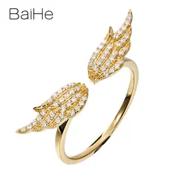 BAIHE Solid 14K желтое золото (AU585) около 0.15ct Сертифицированный H/SI-SI3 круглая огранка 100% натуральные Алмазы обручальные свадебные женские модные