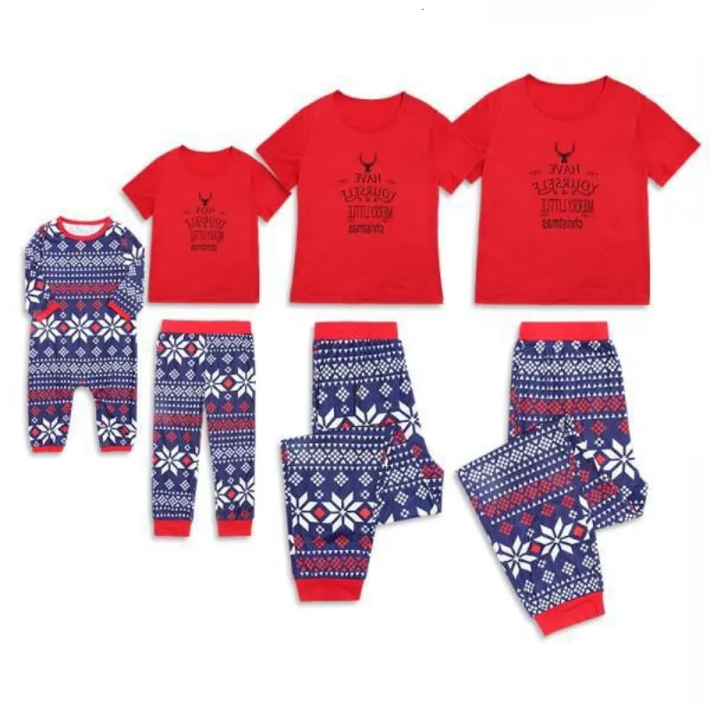 

Short Sleeve Christmas Pajamas Family Matching Clothes Outfits Look Mother and Daughter Father Son Sleepwear Family Pajamas Set