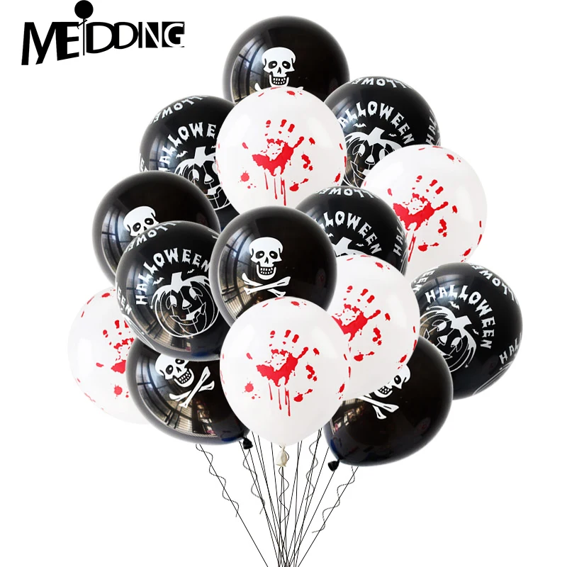 

10pcs 2019 Happy Halloween ballons Weird pumpkin and Bloody hands pattern Halloween bad omens Halloween decoration latex balloon