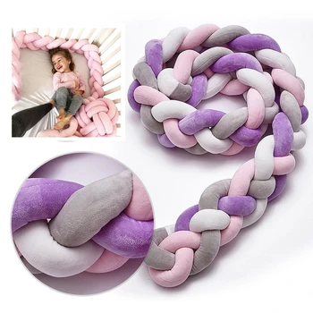 

29 Colors 2M Nodic Baby Handmade Knot Newborn Bed Bumper Long Knotted Braid Pillow Baby Bed Bumper Knot Crib Infant Room Decor
