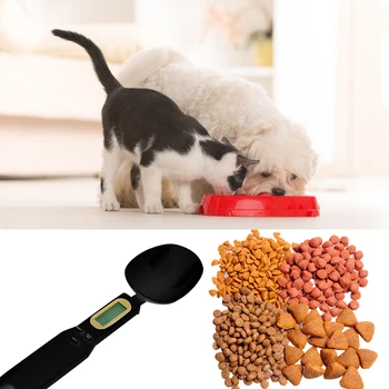 

500g/0.1g Portable Electronic Food Scale Capacity Digital Pet Food Measuring Spoon LCD Display Electronic Scale Pet Feeding Bowl