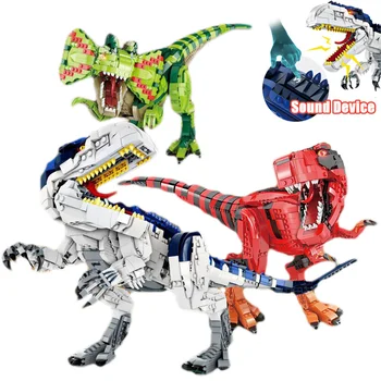 

Technic Toys Jurassic Dinosaur Tyrannosaurus Model Building Blocks Sound Bricks Educational Toys For Children Christmas Gifts