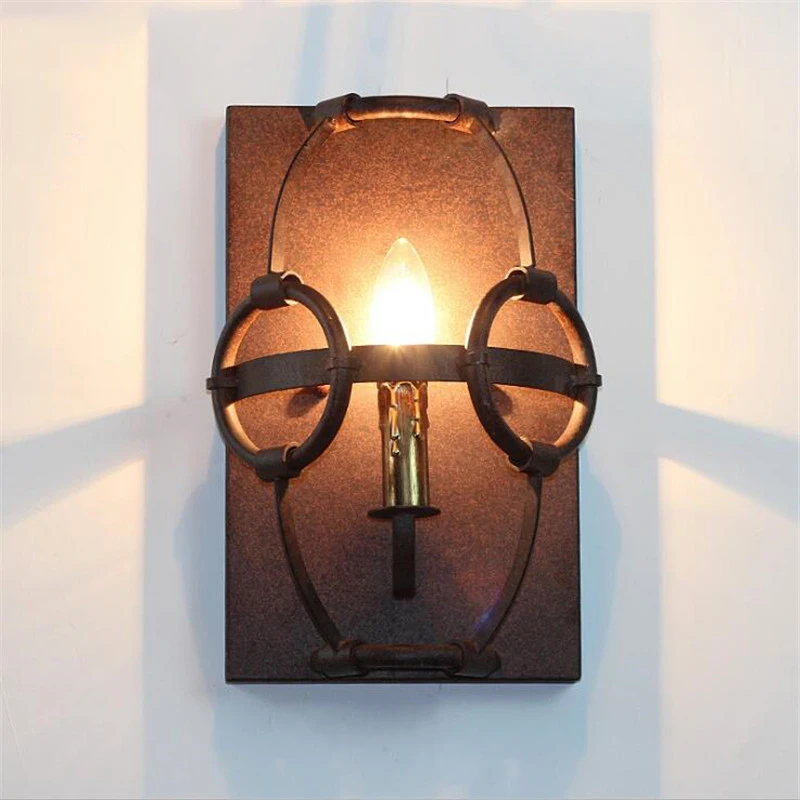 

Loft Retro Wrought Iron Wall Light Vintage Style Cafe Decoration Light Rust Iron Bar Lamp Free Shipping
