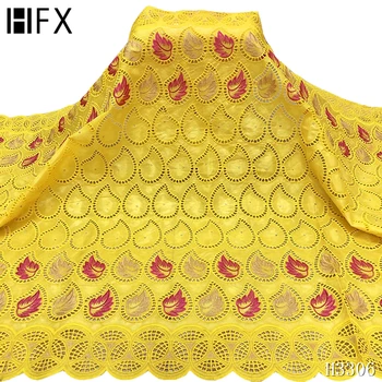 

HFX 2020 New Arrival African bazin riche fabric wedding Embroidery swiss lace fabric for 5 yards dress cotton bazin brode