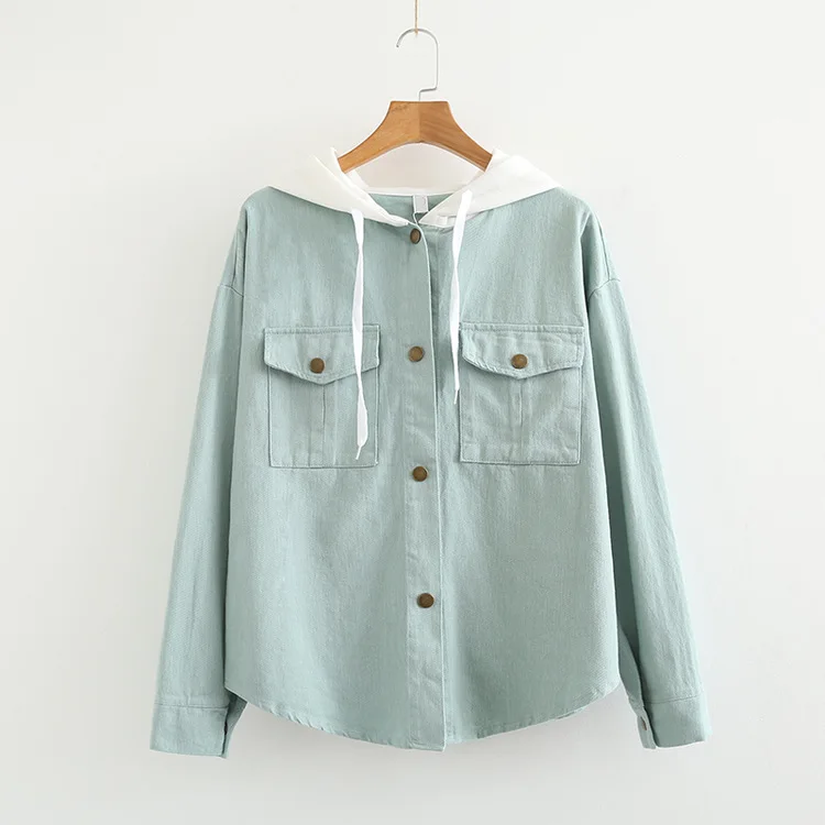 

S23552 Jeans Coat Spring And Autumn New Style Korean-style Loose-Fit Slimming Long Sleeve Hooded Tops Students Tide Versatile Ja
