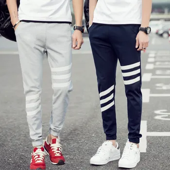

2019 Summer Men Jogger Pants Comfortable Cotton Patchwork Color Sweat Pants Casual Male Joggers Workout Trousers Striped