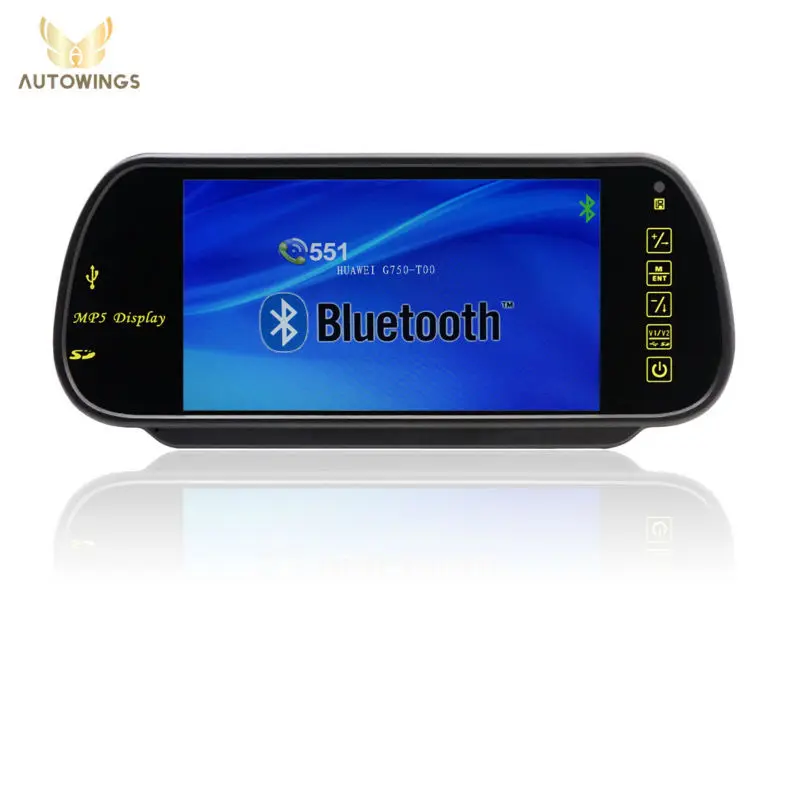 

Bluetooth Car Monitor 7 Inch TFT LCD Screen 800*480 Resolution 2 Video Input Support SD USB MP5 Video Player Built-in Speaker