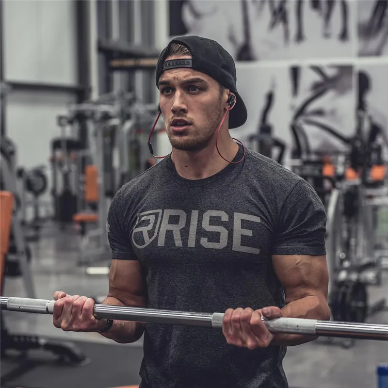 Men Summer Gyms Sport Running Training Fitness Bodybuilding T shirt Cotton Shirts Sports Brand Short Tees Tops Clothes | Спорт и