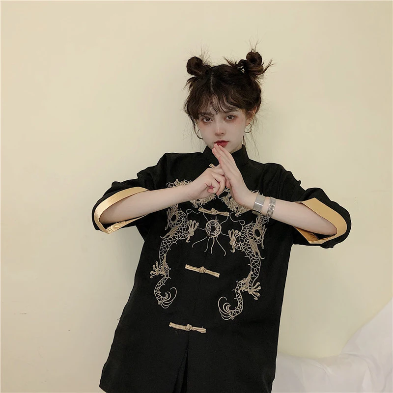 Dragon Haori, новинка, модная одежда, японская куртка, винтажная одежда в азиатском стиле, уличная одежда с вышитым воротником, топ, кимоно, платье - Цвет: Haori