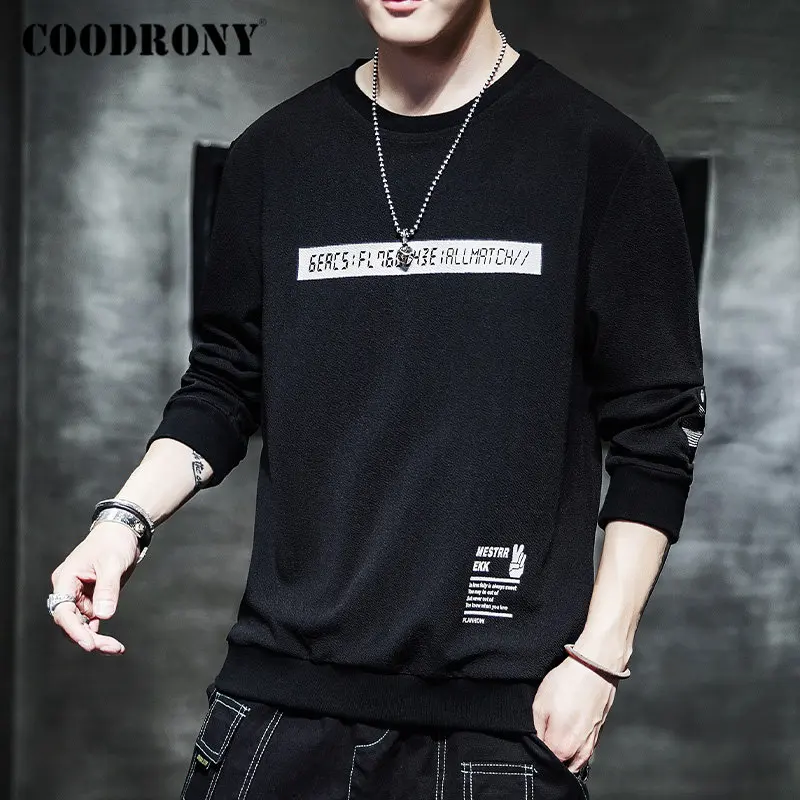 Черный Бренд COODRONY, мужские толстовки с капюшоном, уличная мода, флисовый пуловер с капюшоном, мужская осенне-зимняя Повседневная Толстовка в стиле хип-хоп, мужские топы 94012 - Цвет: Черный