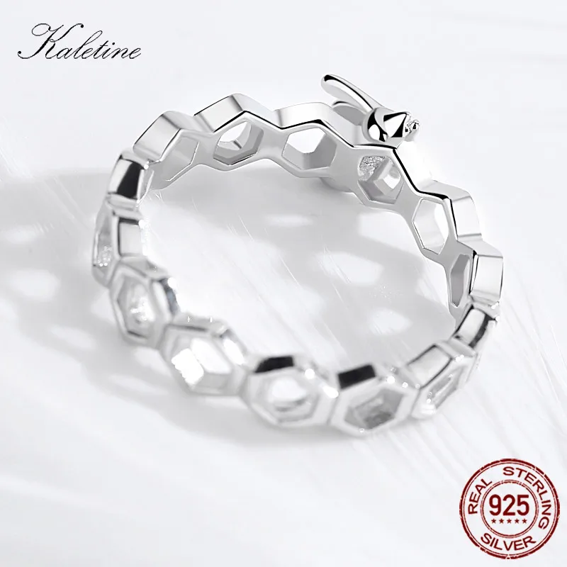 KALETINE, роскошные серебряные кольца в виде пчелы, сердца, 925 пробы, для женщин, кольца с Сотами, для женщин, мужчин, кольцо, органайзер для ювелирных изделий