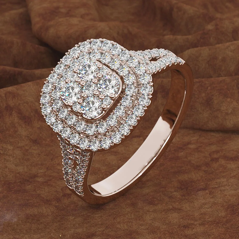 Полный граненый фианит женское кольцо серьги гвоздики Золото& розовое& белое серебро вечерние Дубай Monaco дизайн Роскошная Ювелирная Свадебная лента - Цвет камня: Rose gold ring