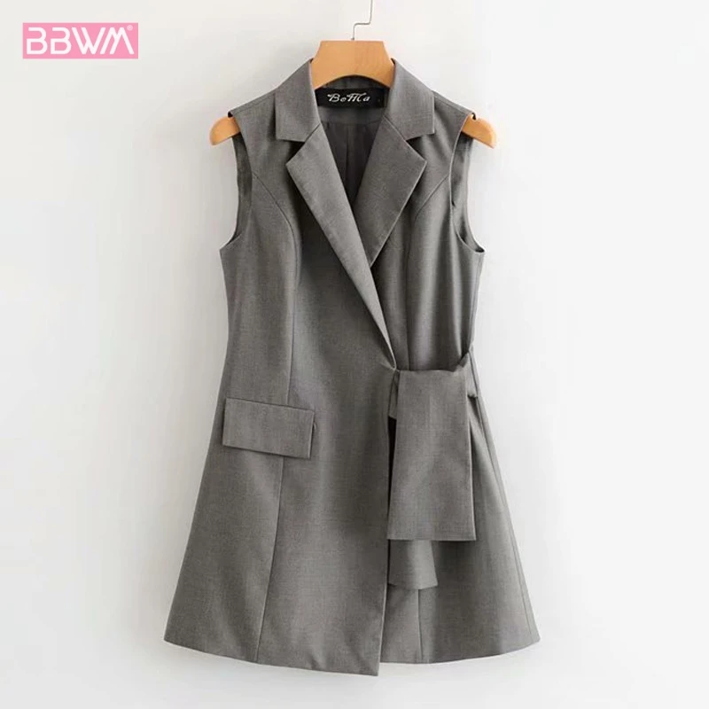 

2019 Summer New V-neck Sleeveless Professional Women's Dresses Waist Was Thin Korean Version Simple Chic French Wild Female
