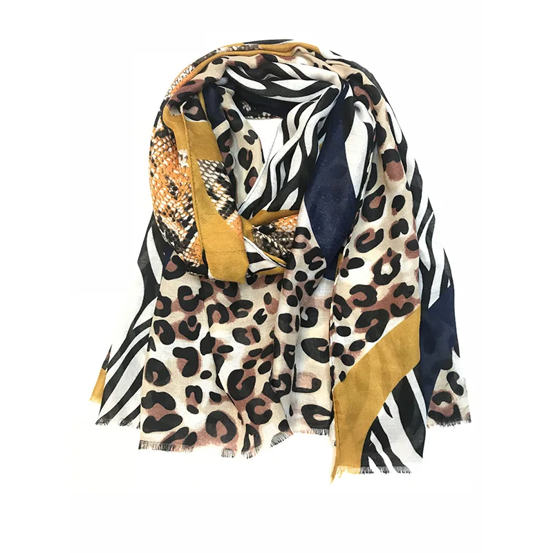 Атласный хлопковый и льняной шарф, Леопардовый принт с животными, весенне-летний шелковый шарф, на заказ - Цвет: yellow
