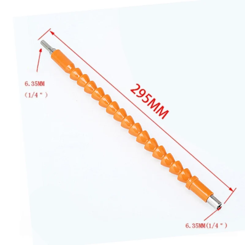 

1 X Plastic+Metal Flexible Shaft Light Orange Connection Head Hex Part 6.35mm Flexible Shaft