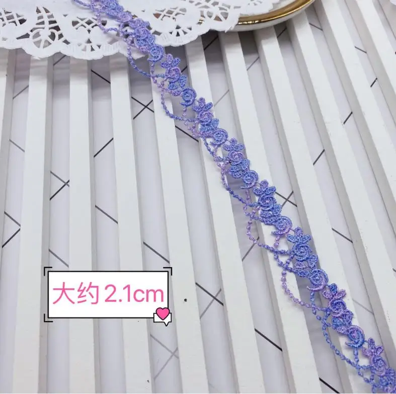 10 hof/Los 2CM Breite Bunte Kette Polyester Spitze Trim Lolita Kleidung Hochzeit Kleid Headwear Halskette Gurtband Zubehör – Detail 20