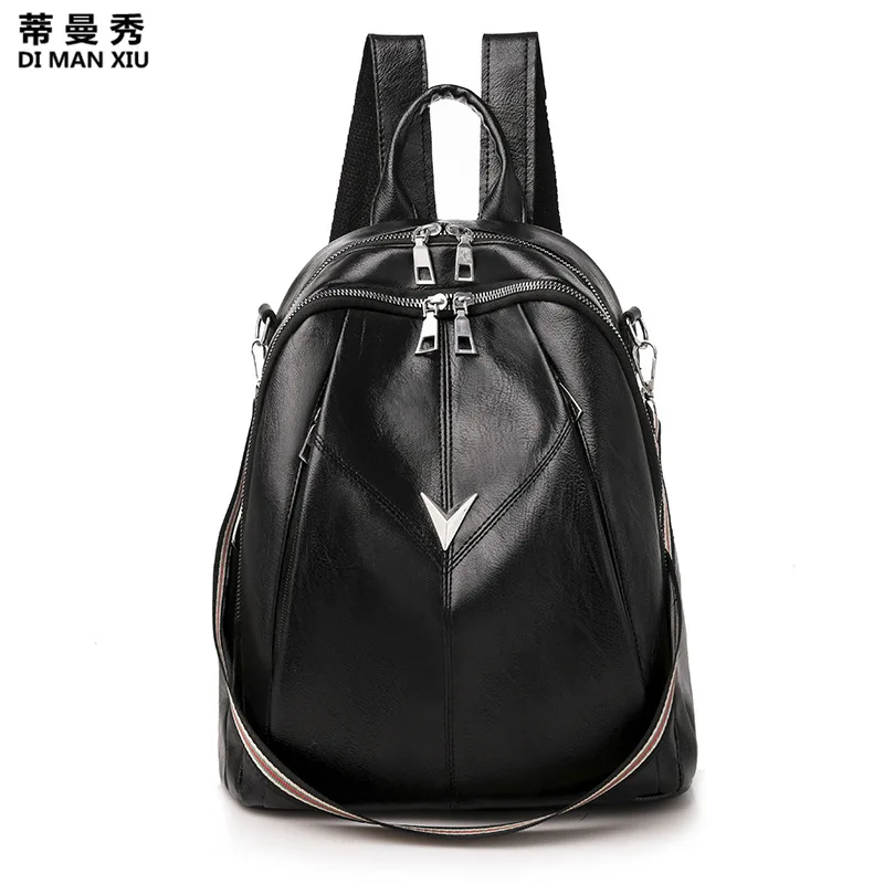 

New Style Backpack Women's Versatile Fashion Pu Soft Leather Large Capacity Lightweight Waterproof Travel Backpack Simple Fashio