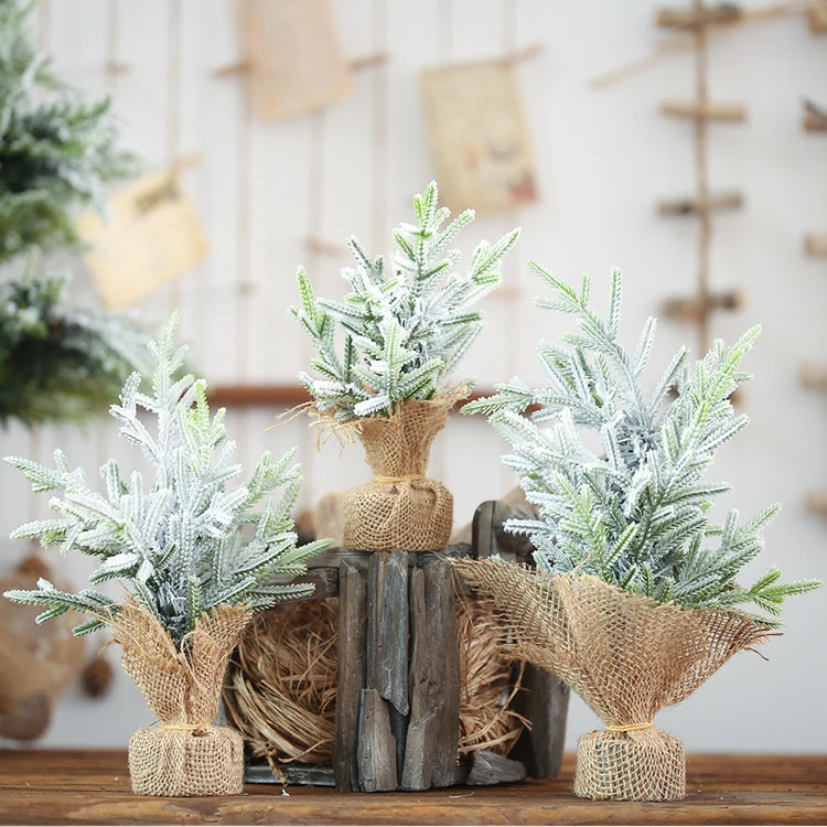 Christmas Decorations Burlap PE Tree Dipped White Christmas Tree Bar Table Dress Up Decoration