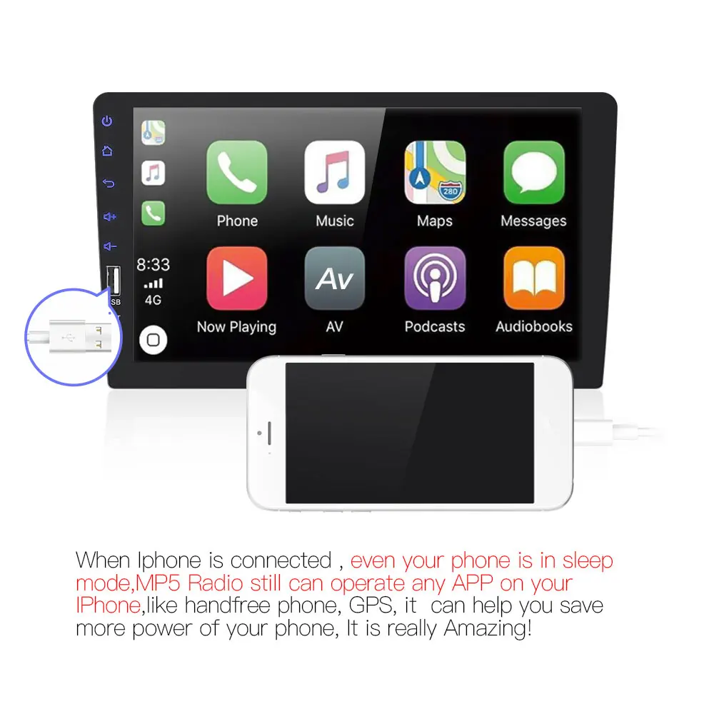 Car MP5 Player Auto MP5 Player Automobile MP5 Player FM USB Rear View AUX TF Mobile Internet 1080P