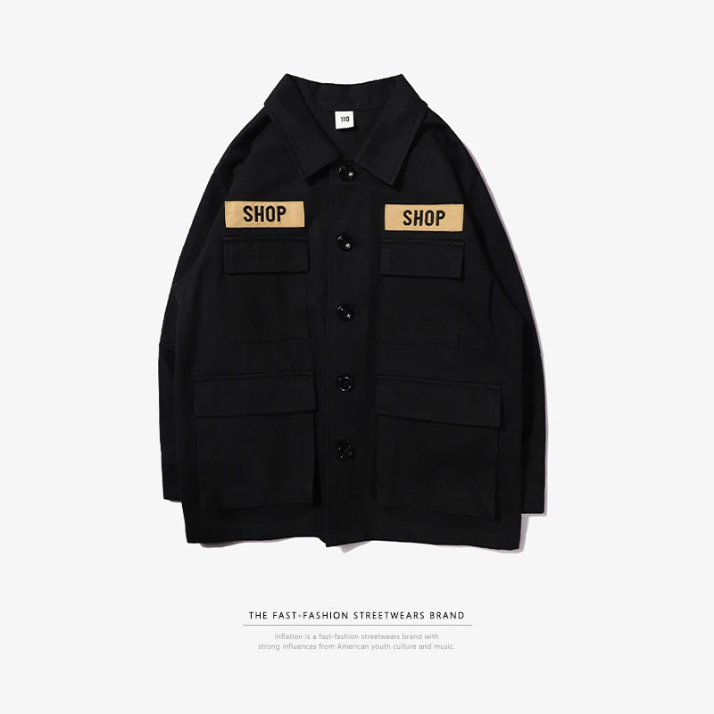 INFLATION блузка Boys Shirts Autumn Long Sleeve Solid Toddler Shirts For Boys Cotton Fashion Brand Boy Tops Children Shirts - Цвет: AW261 Black