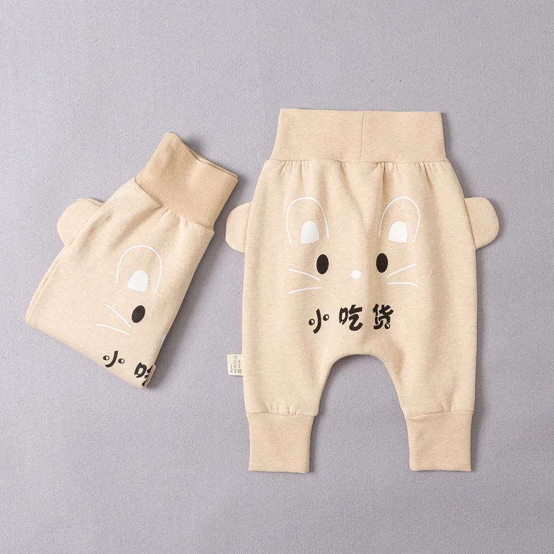 

Spring And Autumn Colored Cotton Infants High-waisted High Waist Pants Men And Women Children plus Velvet Big Pp Pants Harem Pan