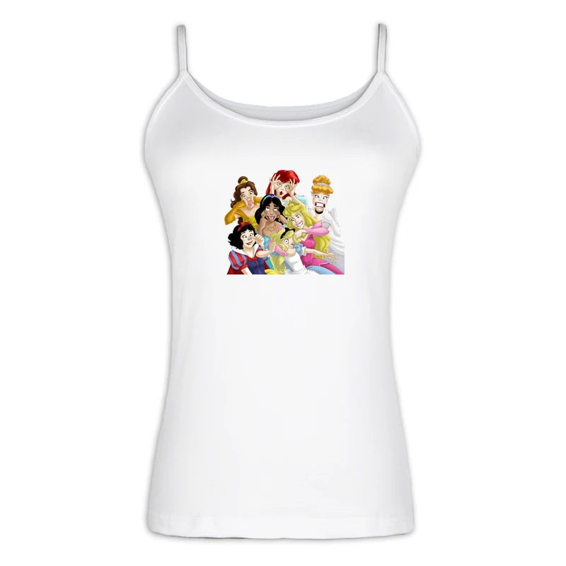 jfSingletS012W Powerpuff, для девочек, цветочные пузыри, бабочки, топы, Белоснежка, Алиса, Рапунцель, женский сексуальный жилет, майка, хлопок, на бретелях, топы, подарок - Цвет: jfSingletS012W