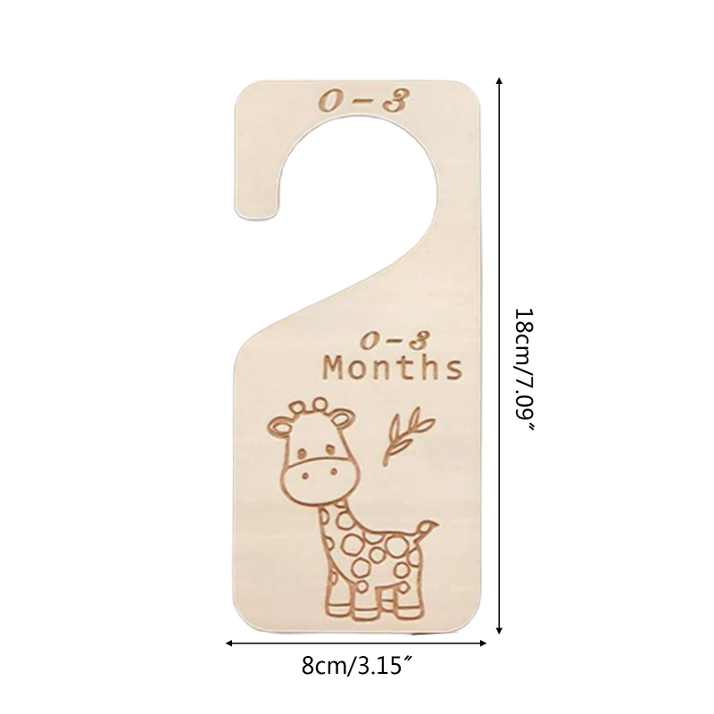 7 Pcs Baby Closet Size Dividers Wooden Baby Closet Organizers from Newborn Infant to 24 Months for Home Nursery Baby