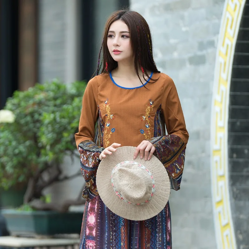 Retro Embroidered Chinese Style Clothing Women Shirts Cotton Linen Harajuku Vintage Tang Suit Ladies Chinese Tops KK3643