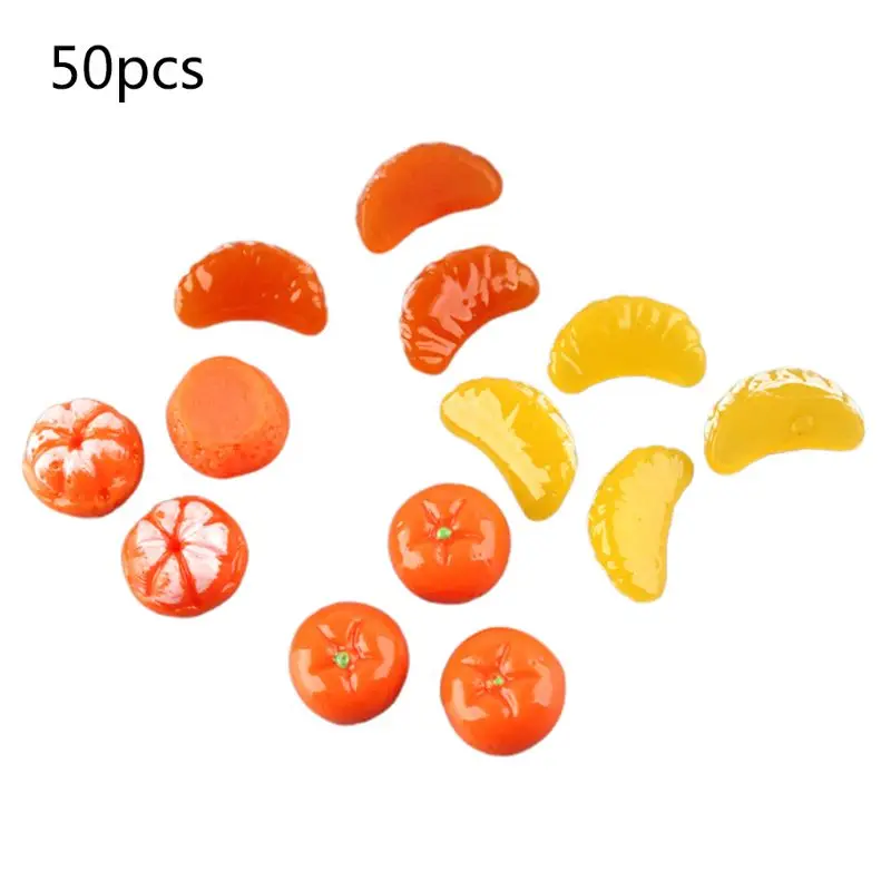 50 шт. милые мини-оранжевая лепестки фрукты Кабошон из смолы с плоской задней стороной миниатюрный «сделай сам»
