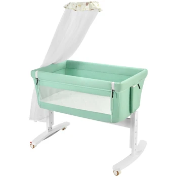 

Baby bed removable newborn stitching large bed multi-function pillow bed European-style bed bb bed solid wood baby bed