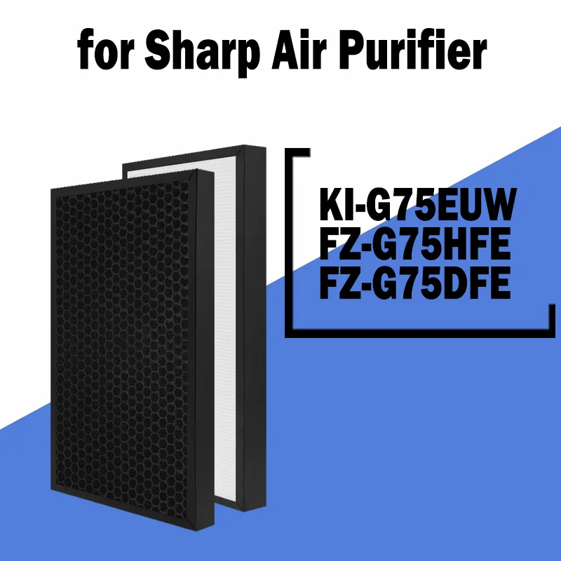 Hepa Filtro de Carvão Ativado para Sharp Cleaner Ki-g75euw Fz-g75hfe Fz-g75dfe H13