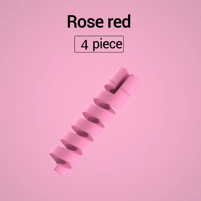 4pcs Rose red PZOZ 10 шт. кабель протектор кремнезема зарядное устройство протектор кабель для iphone samsung кабель управление organizador кабели провода Организатор - Цвет: 4pcs Rose red