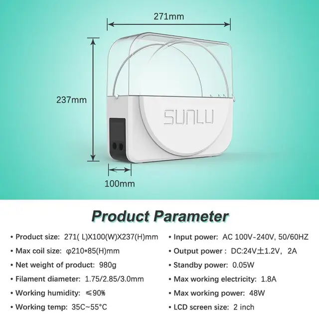 SUNLU Exclusive Filament Dryer S1 FilaDryer Drying Box Storage Saving Arid Material Machine FDM 3D Printer Accessories Parts 4
