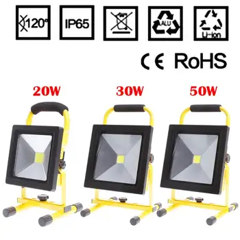 

LED Floodlight 20W/30W/50W portable Flood light Spotlight Outdoor rechargeable light power for camping hiking