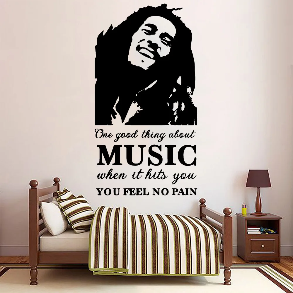 Colorful Soul Music Singer Bob Marley Removable Art Vinyl Wall Stickers For Kids Rooms Waterproof Wall Art Decal