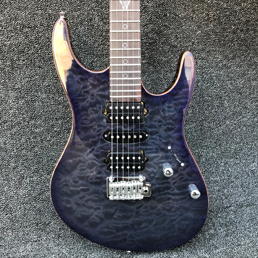 SHR Modern Electric Guitar quilted maple top Midnight Blue 510 bridge Locking Tuners Free shipping |
