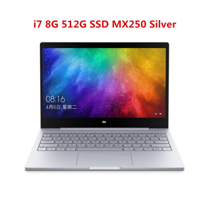 Ноутбук Xiaomi Air, 13,3 дюймов, inter8th, четырехъядерный процессор i5, i7, 8G, MX250, ультра тонкие ноутбуки, 256G/512G SSD, FHD ПК для игр и офиса - Цвет: I7 8G 512G SSD