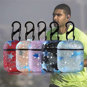 

Portable Fashion Shiny Star Design PU Leather Shockproof Protective Case Holder Shell Cover Skin for Apple AirPods Earphone Case