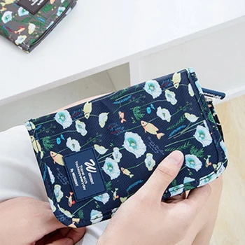 

Travel Acceptance Passport Pack Short Small Waterproof Travel Goods cartoon print fish flower grid zipper card holder bag