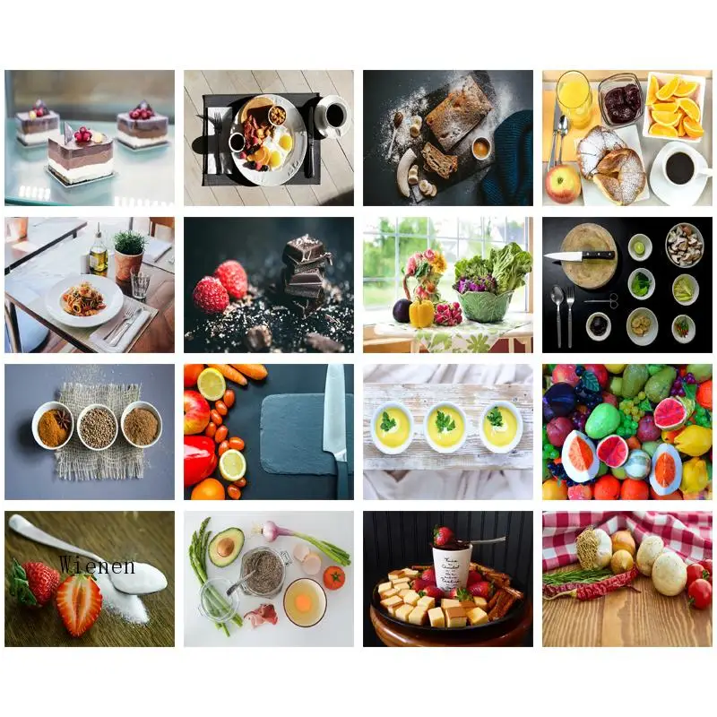 

Kitchen Restaurant Decor Diamond Painting Delicious Food Cross Stitch Handmade Wall Art 5D Diy Embroidery Square Round Diamond