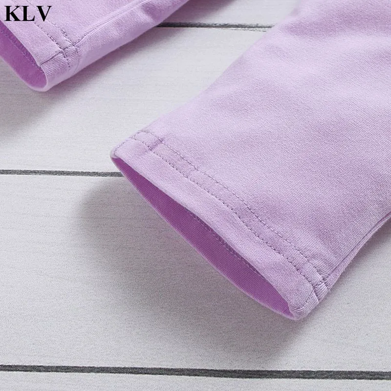 KLV комплект из 3 предметов для маленьких девочек, платье с цветочным принтом+ длинные штаны, леггинсы, одежда для малышей