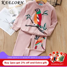 Keelorn/комплекты одежды для детей комплект одежды с длинными рукавами и круглым вырезом для девочек, однотонный топ+ штаны детский осенне-зимний костюм ropa para