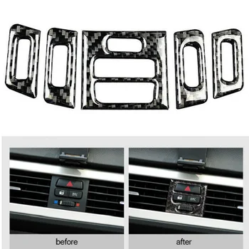 

For BMW 3 Series E90 E92 E93 2005-2012 Air Outlet Trim Replacement Parts Decorative 5pcs Auto Carbon fiber