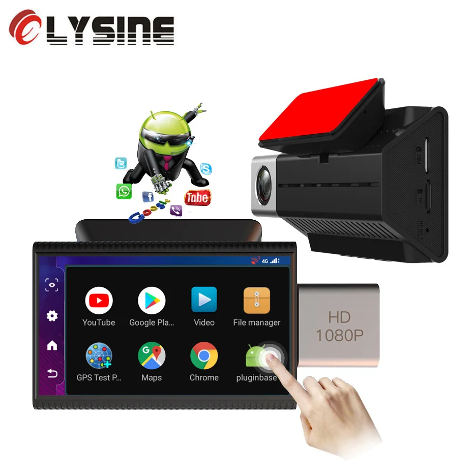 Olysine 4G Android автомобильный видеорегистратор WiFi GPS Navi ADAS Dash Cam 3 ''IPS Touch HD 1080P