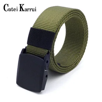 

Catei Karrui Nylon Belts with Men's casual fashion tactical belt-No Holes Web Belt for Men Jeans Belt outdoor sports training