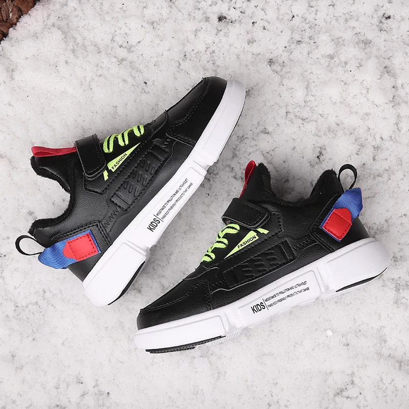 

Winter BOY'S Sneakers Cotton plus Velvet Warm Middle And Large CHILDREN'S Shoes Waterproof Leather CHILDREN'S Shoes Shoes Women